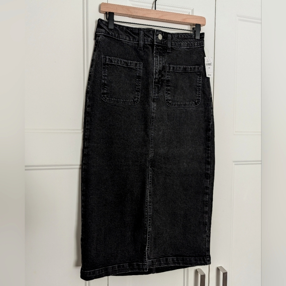 🆕 GAP Black Denim Pencil Midi Skirt NWT 🏷️✨